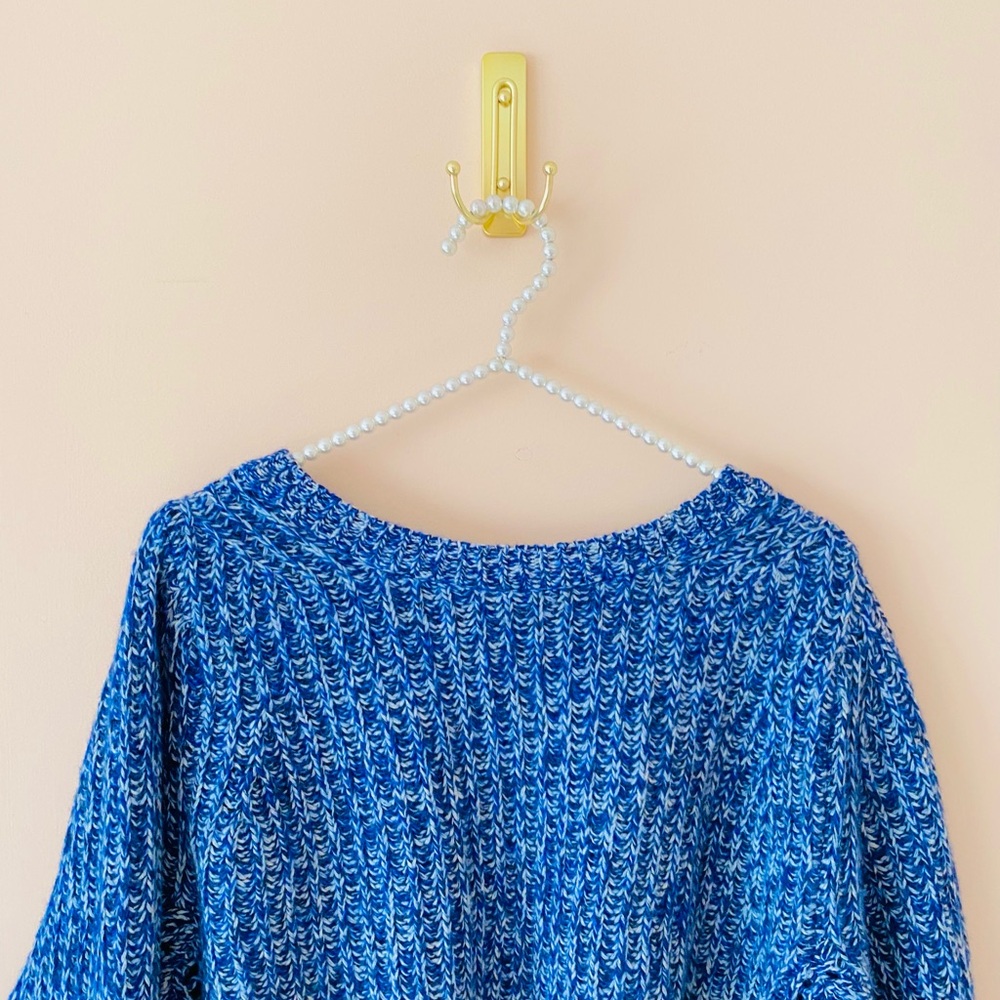 Cashmere Cozy Sweater Oversized Rag & Bone Cashmere Marled Blue and White